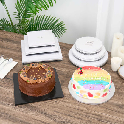 Pastry Tek Round Black Cardboard Cake Drum Board - Covered Edge - 12" x 12" x 1/2" - 1 count box
