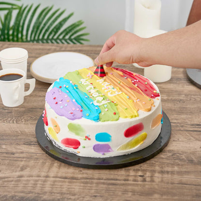 Pastry Tek Round Black Cardboard Cake Drum Board - Covered Edge - 12" x 12" x 1/2" - 1 count box