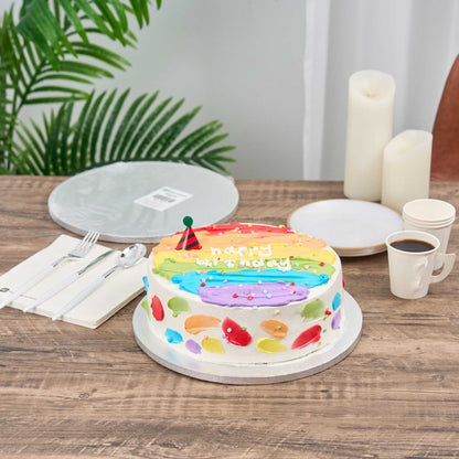 Pastry Tek Round Metallic Silver Cardboard Cake Drum Board - Covered Edge - 12" x 12" x 1/2" - 1 count box