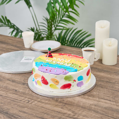 Pastry Tek Round Metallic Silver Cardboard Cake Drum Board - Covered Edge - 12" x 12" x 1/2" - 1 count box