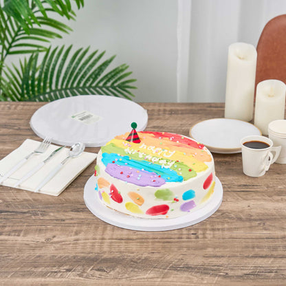 Pastry Tek Round White Cardboard Cake Drum Board - Covered Edge - 12" x 12" x 1/2" - 1 count box