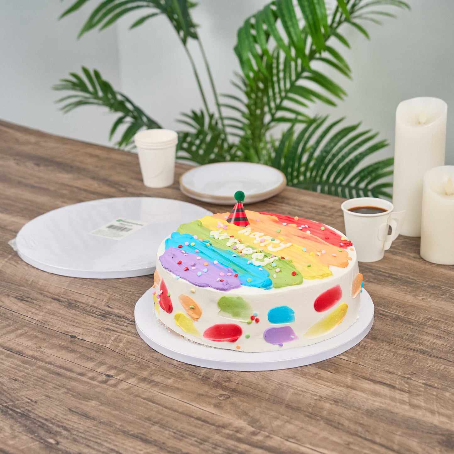 Pastry Tek Round White Cardboard Cake Drum Board - Covered Edge - 12" x 12" x 1/2" - 1 count box
