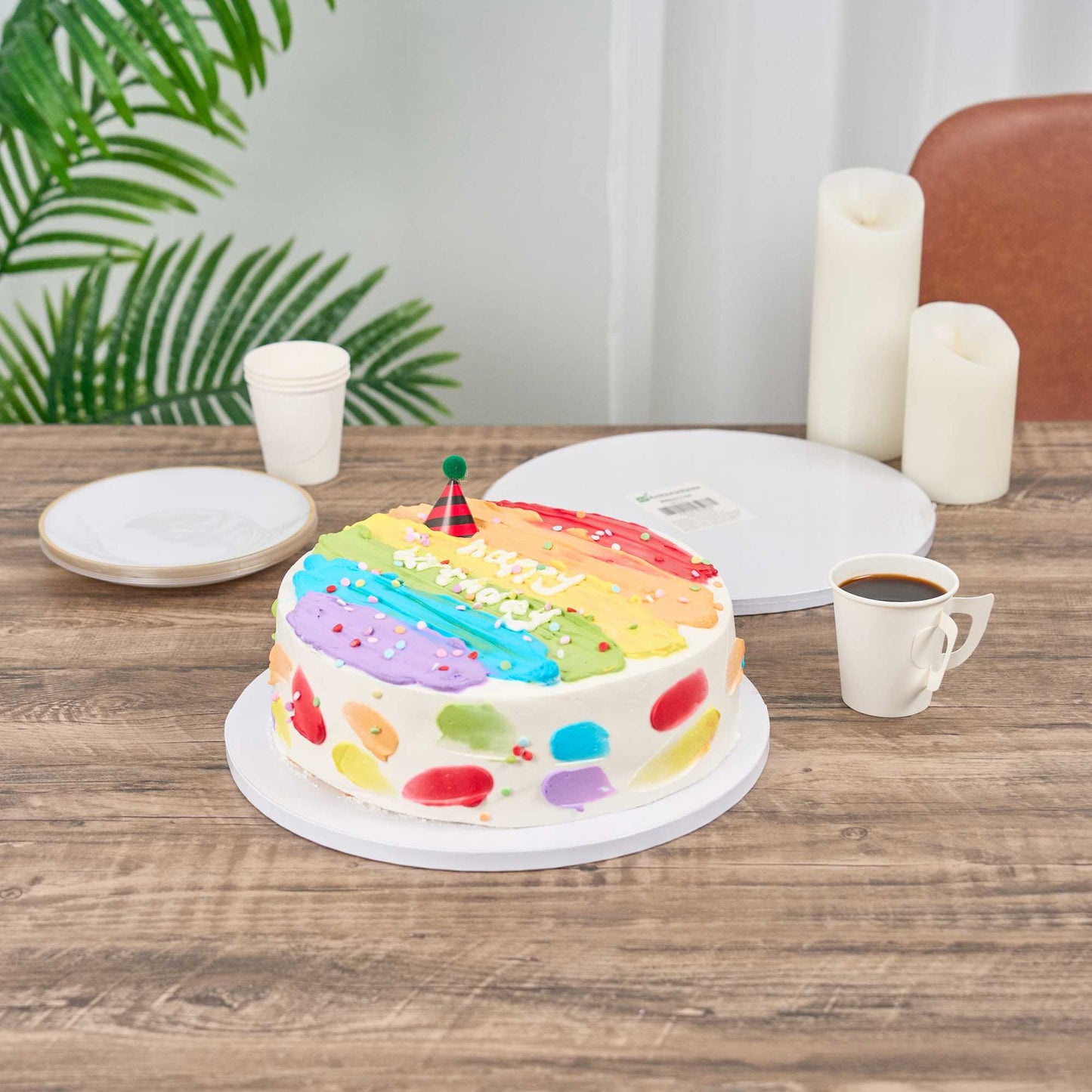 Pastry Tek Round White Cardboard Cake Drum Board - Covered Edge - 12" x 12" x 1/2" - 1 count box