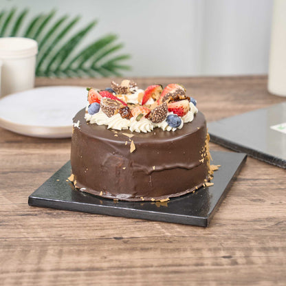 Pastry Tek Square Black Cardboard Cake Drum Board - Covered Edge - 8" x 8" x 1/2" - 1 count box