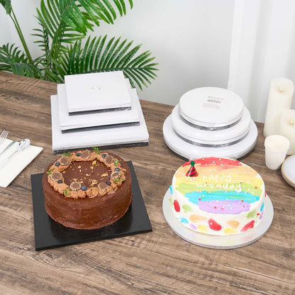 Pastry Tek Square Black Cardboard Cake Drum Board - Covered Edge - 10" x 10" x 1/2" - 1 count box