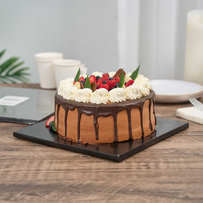 Pastry Tek Square Black Cardboard Cake Drum Board - Covered Edge - 10" x 10" x 1/2" - 1 count box