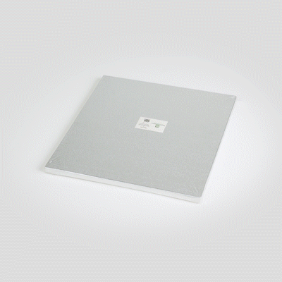 Pastry Tek Square Metallic Silver Cardboard Cake Drum Board - Covered Edge - 10" x 10" x 1/2" - 1 count box