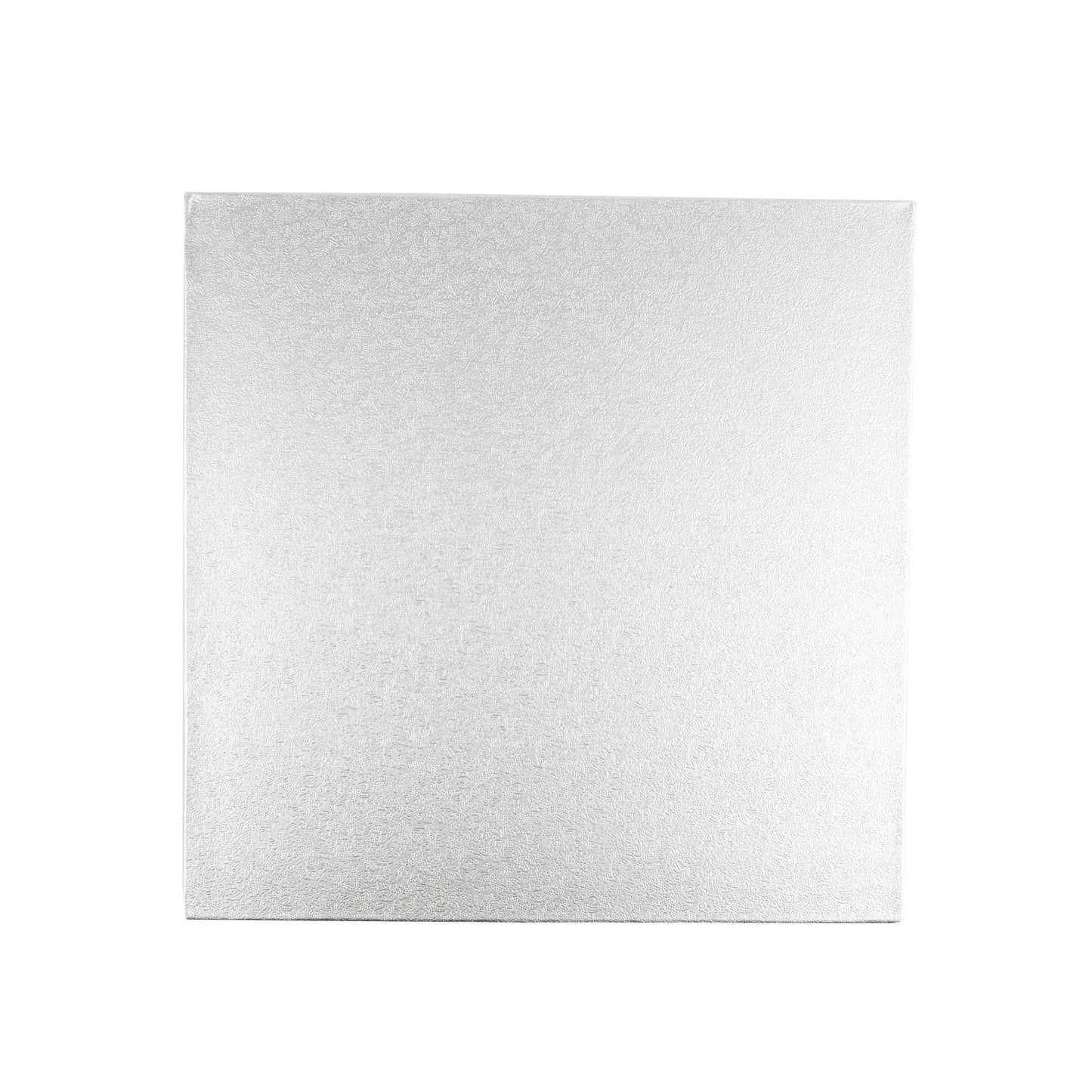 Pastry Tek Square Metallic Silver Cardboard Cake Drum Board - Covered Edge - 10" x 10" x 1/2" - 1 count box