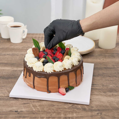 Pastry Tek Square White Cardboard Cake Drum Board - Covered Edge - 10" x 10" x 1/2" - 1 count box
