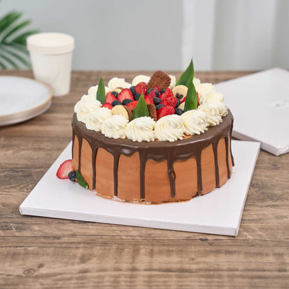 Pastry Tek Square White Cardboard Cake Drum Board - Covered Edge - 10" x 10" x 1/2" - 1 count box