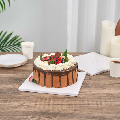 Pastry Tek Square White Cardboard Cake Drum Board - Covered Edge - 10" x 10" x 1/2" - 1 count box
