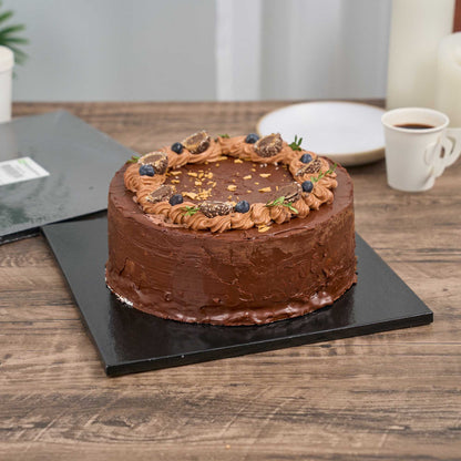 Pastry Tek Square Black Cardboard Cake Drum Board - Covered Edge - 12" x 12" x 1/2" - 1 count box