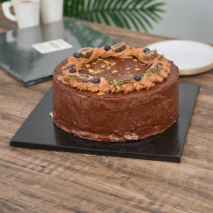 Pastry Tek Square Black Cardboard Cake Drum Board - Covered Edge - 12" x 12" x 1/2" - 1 count box