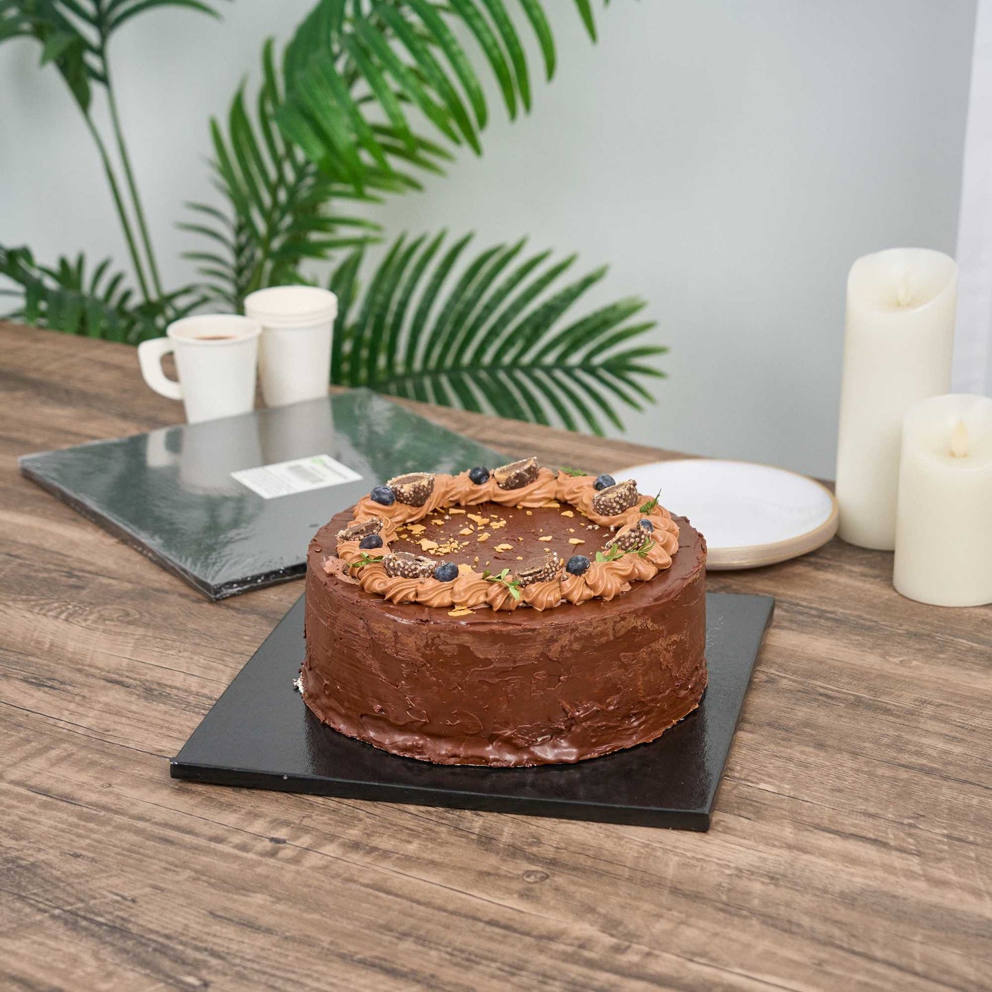 Pastry Tek Square Black Cardboard Cake Drum Board - Covered Edge - 12" x 12" x 1/2" - 1 count box