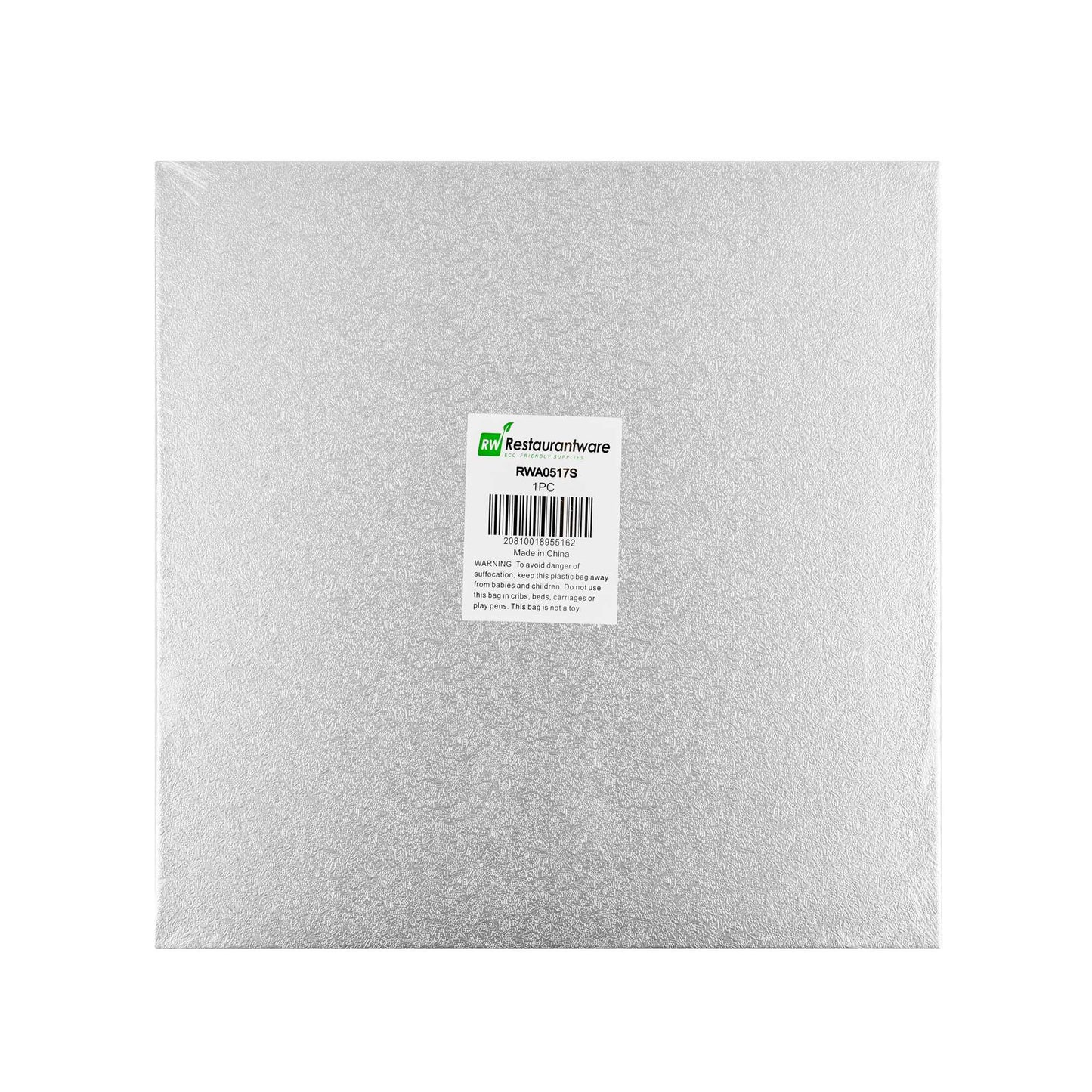 Pastry Tek Square Metallic Silver Cardboard Cake Drum Board - Covered Edge - 12" x 12" x 1/2" - 1 count box