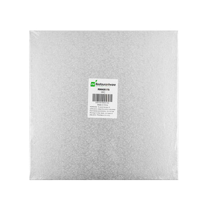 Pastry Tek Square Metallic Silver Cardboard Cake Drum Board - Covered Edge - 12" x 12" x 1/2" - 1 count box