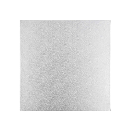 Pastry Tek Square Metallic Silver Cardboard Cake Drum Board - Covered Edge - 12" x 12" x 1/2" - 1 count box