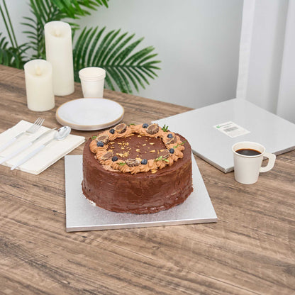 Pastry Tek Square Metallic Silver Cardboard Cake Drum Board - Covered Edge - 12" x 12" x 1/2" - 1 count box
