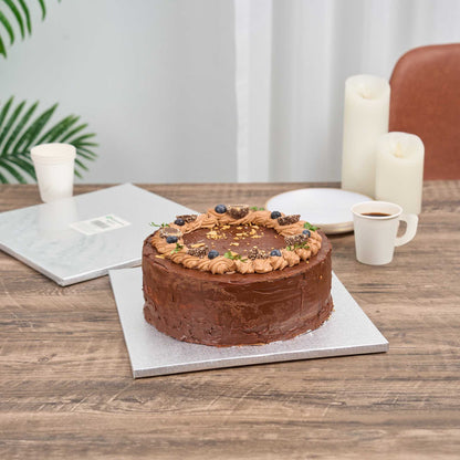 Pastry Tek Square Metallic Silver Cardboard Cake Drum Board - Covered Edge - 12" x 12" x 1/2" - 1 count box
