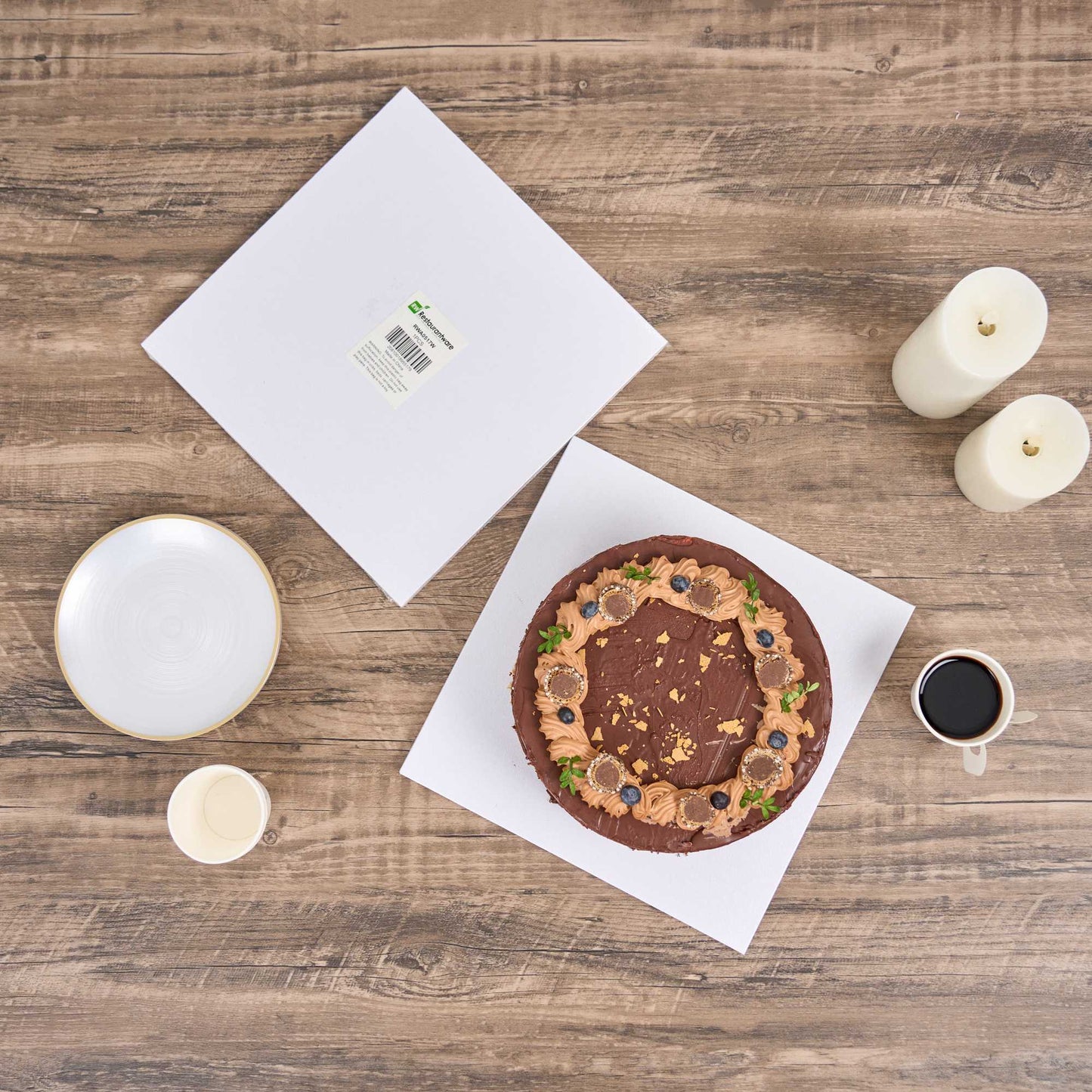Pastry Tek Square White Cardboard Cake Drum Board - Covered Edge - 12" x 12" x 1/2" - 1 count box
