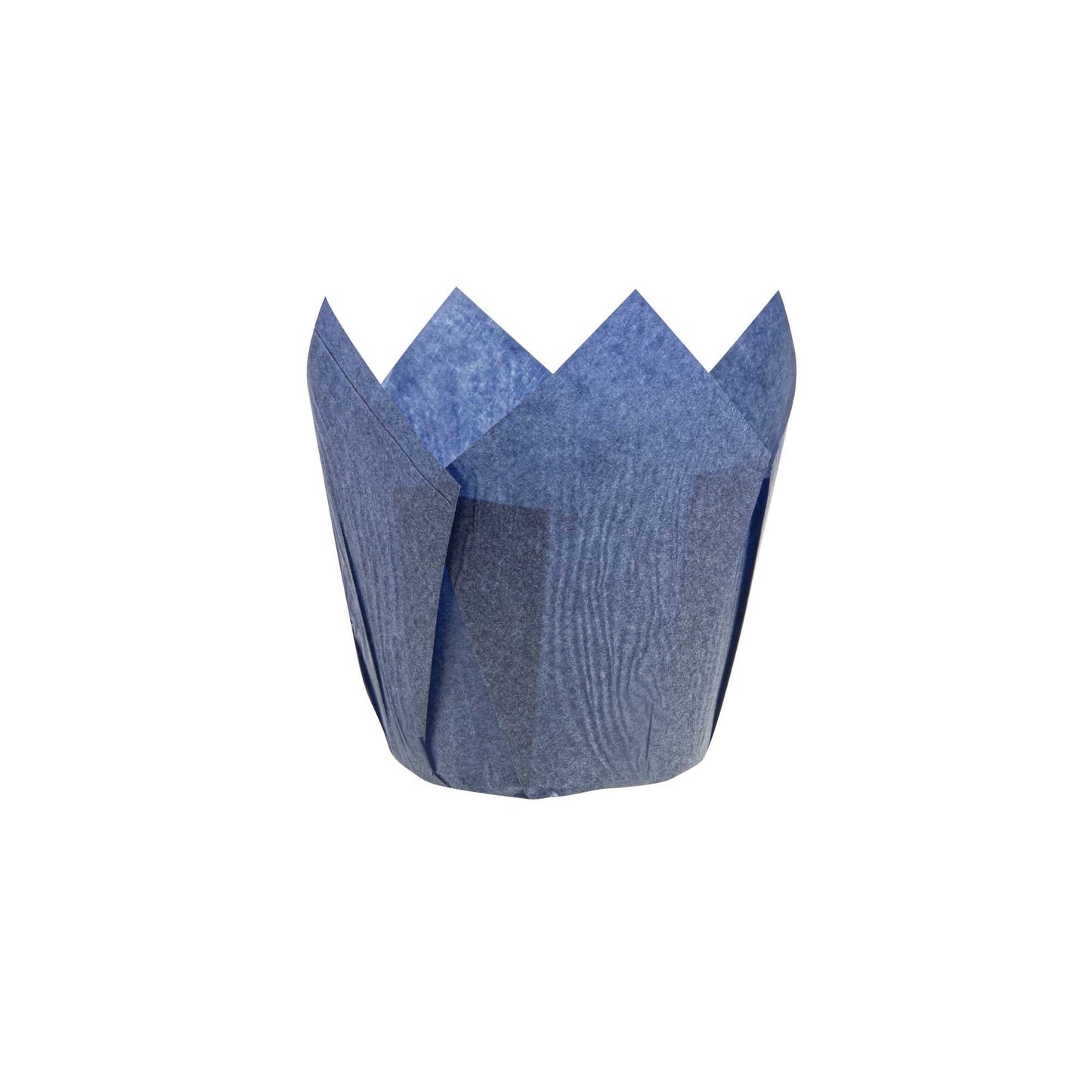 Panificio 4 oz Blue Paper Tulip Baking Cup - Greaseproof - 3 1/2" x 3 1/2" x 3 1/2" - 200 count box