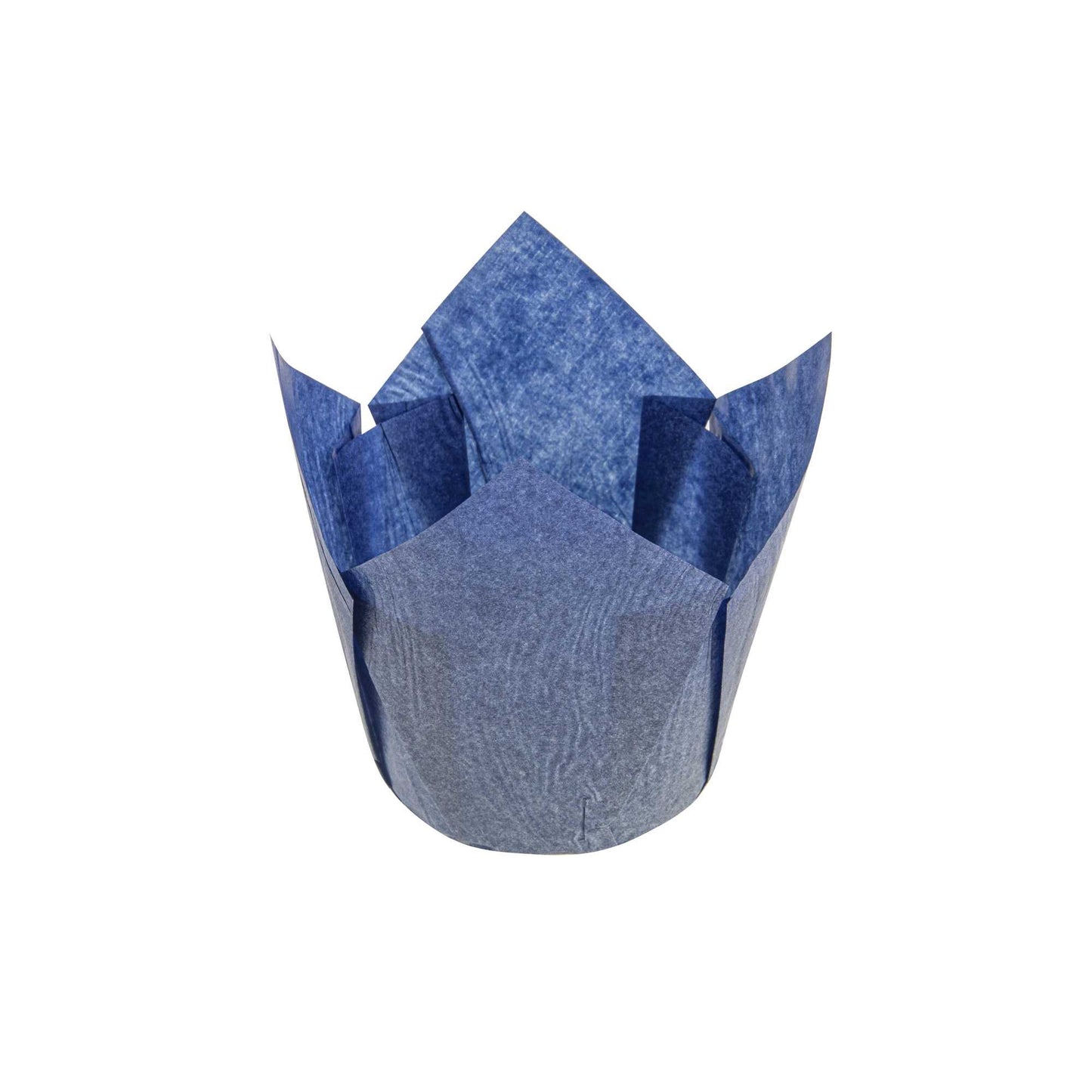 Panificio 4 oz Blue Paper Tulip Baking Cup - Greaseproof - 3 1/2" x 3 1/2" x 3 1/2" - 200 count box