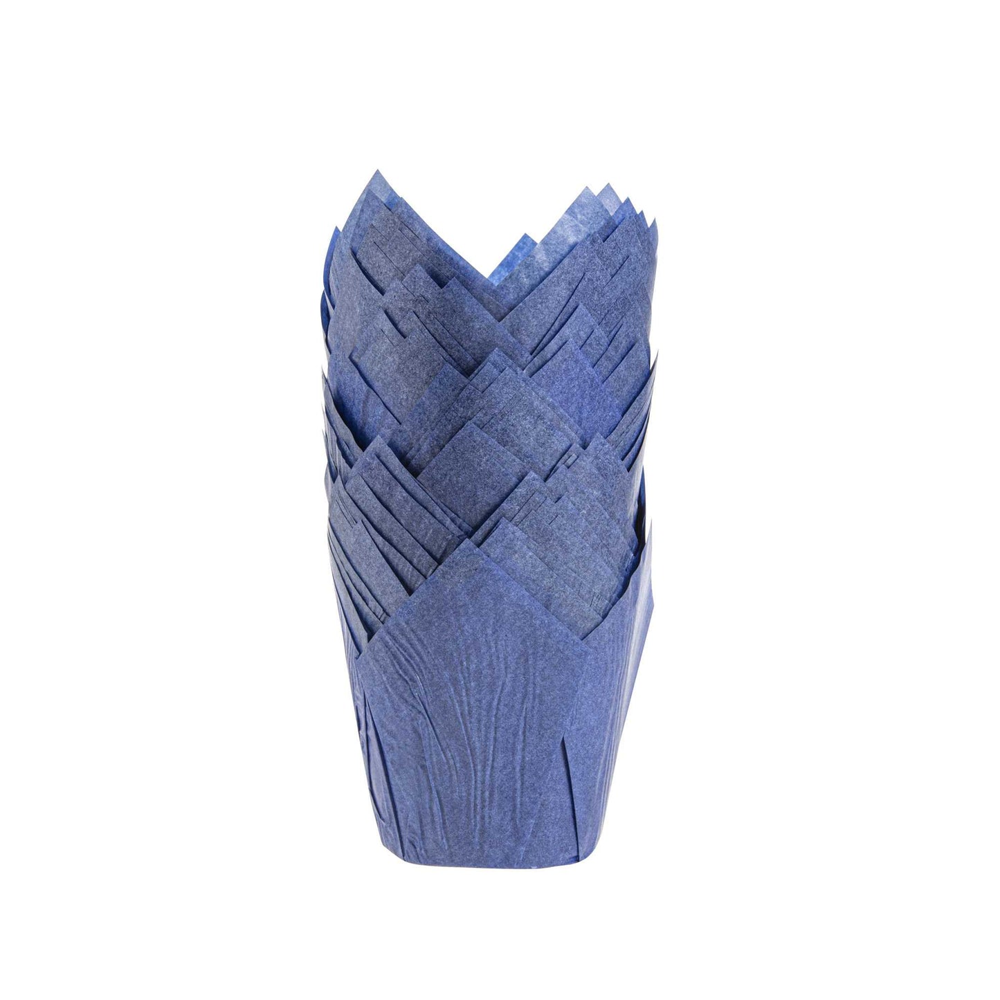 Panificio 4 oz Blue Paper Tulip Baking Cup - Greaseproof - 3 1/2" x 3 1/2" x 3 1/2" - 200 count box