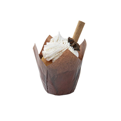 Panificio 4 oz Brown Paper Tulip Baking Cup - Greaseproof - 3 1/2" x 3 1/2" x 3 1/2" - 200 count box