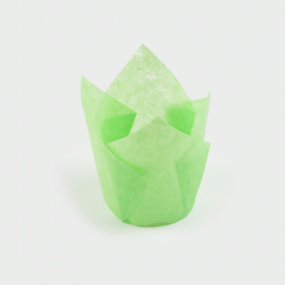 Panificio 4 oz Green Paper Tulip Baking Cup - Greaseproof - 3 1/2" x 3 1/2" x 3 1/2" - 200 count box