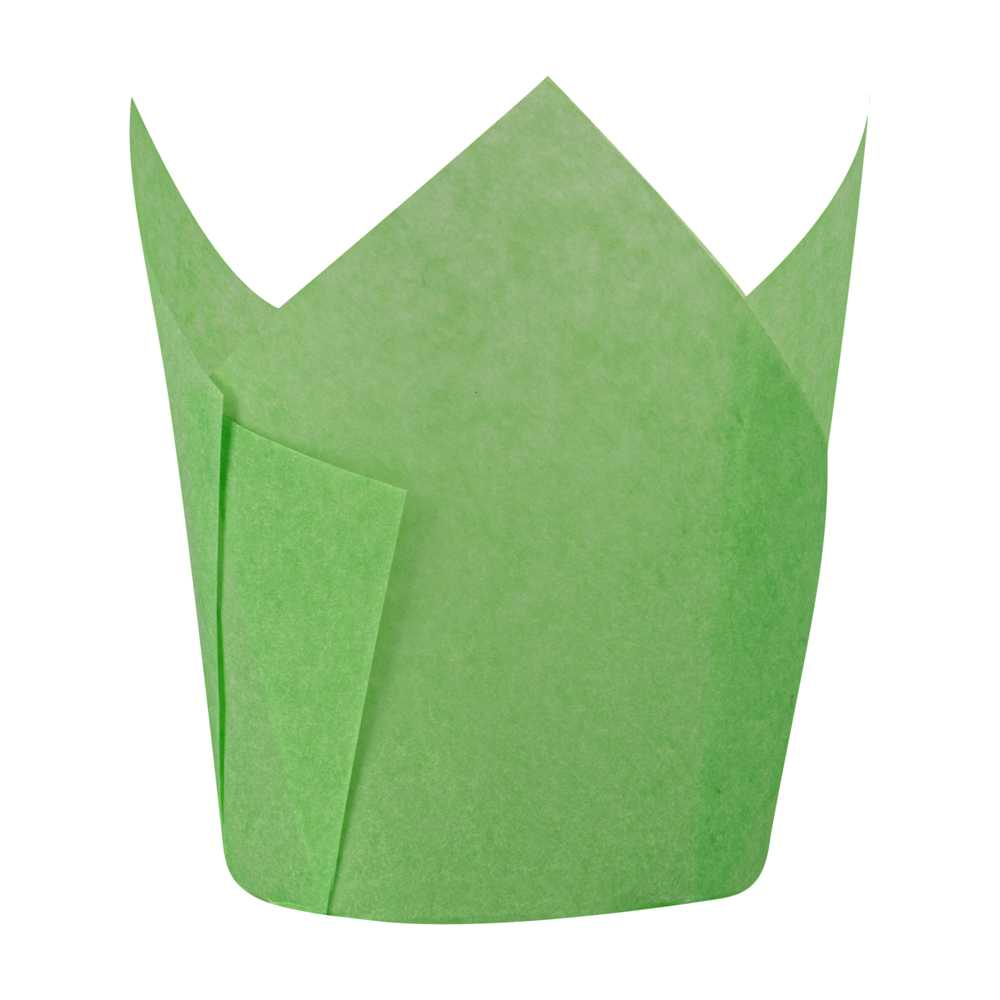 Panificio 4 oz Green Paper Tulip Baking Cup - Greaseproof - 3 1/2" x 3 1/2" x 3 1/2" - 200 count box