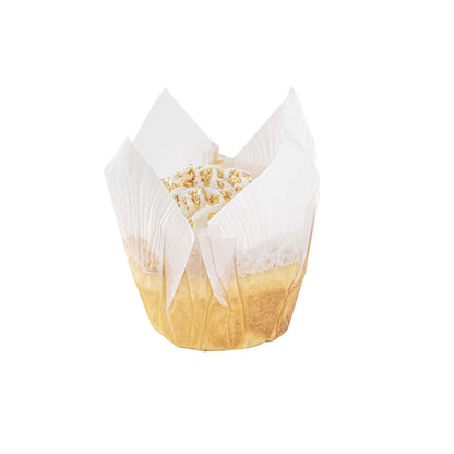 Panificio 4 oz Pink Paper Tulip Baking Cup - Greaseproof - 3 1/2" x 3 1/2" x 3 1/2" - 200 count box