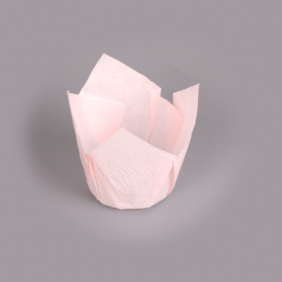 Panificio 4 oz Pink Paper Tulip Baking Cup - Greaseproof - 3 1/2" x 3 1/2" x 3 1/2" - 200 count box