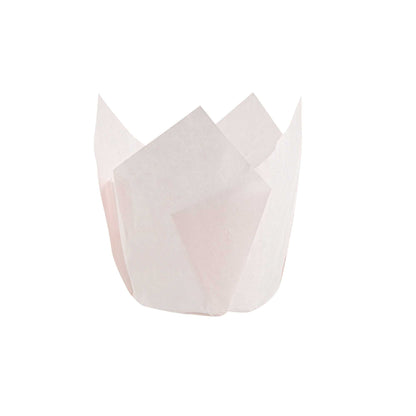 Panificio 4 oz Pink Paper Tulip Baking Cup - Greaseproof - 3 1/2" x 3 1/2" x 3 1/2" - 200 count box