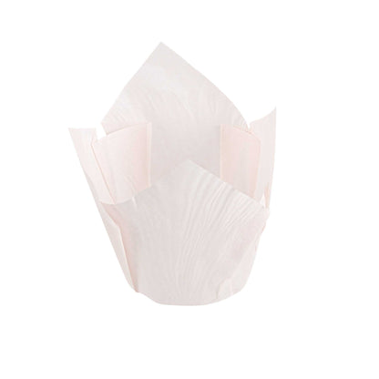 Panificio 4 oz Pink Paper Tulip Baking Cup - Greaseproof - 3 1/2" x 3 1/2" x 3 1/2" - 200 count box