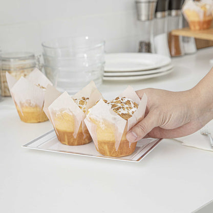 Panificio 4 oz Pink Paper Tulip Baking Cup - Greaseproof - 3 1/2" x 3 1/2" x 3 1/2" - 200 count box