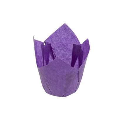 Panificio 4 oz Violet Paper Tulip Baking Cup - Greaseproof - 3 1/2" x 3 1/2" x 3 1/2" - 200 count box