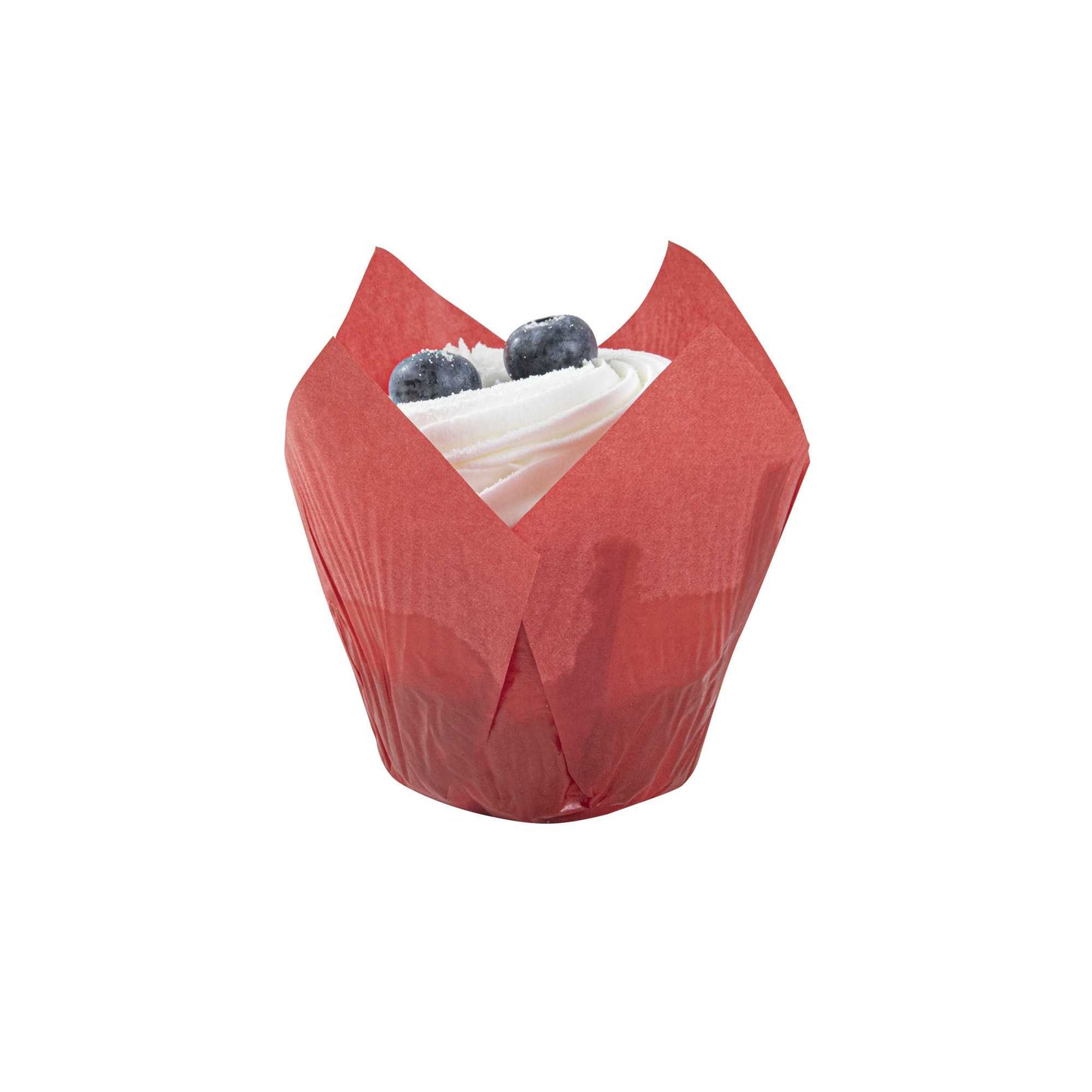 Panificio 4 oz Red Paper Tulip Baking Cup - Greaseproof - 3 1/2" x 3 1/2" x 3 1/2" - 200 count box