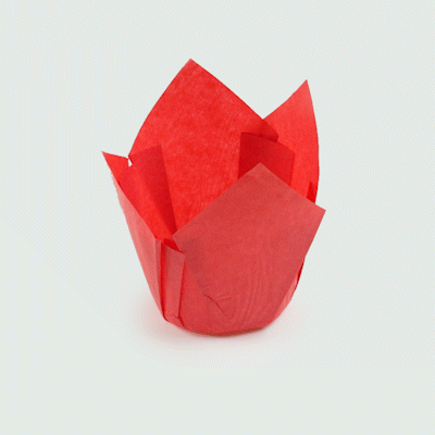 Panificio 4 oz Red Paper Tulip Baking Cup - Greaseproof - 3 1/2" x 3 1/2" x 3 1/2" - 200 count box