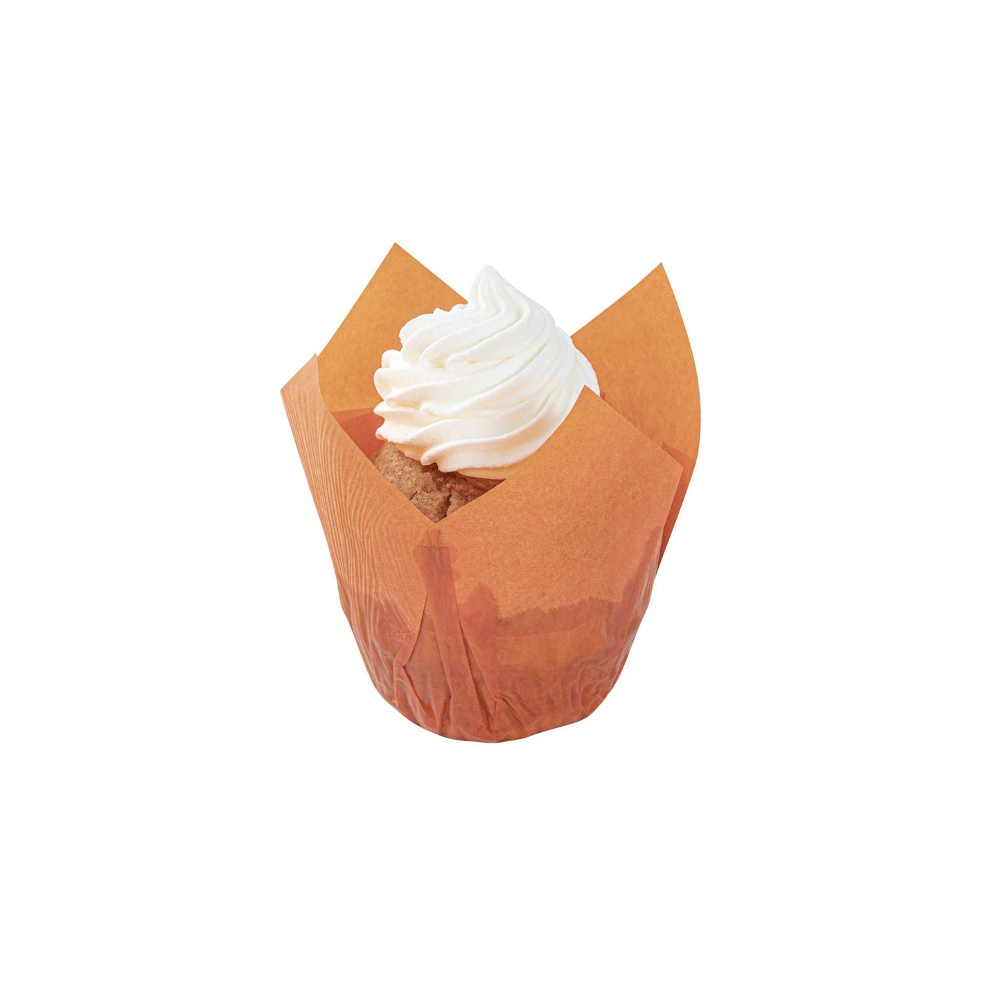 Panificio 4 oz Orange Paper Tulip Baking Cup - Greaseproof - 3 1/2" x 3 1/2" x 3 1/2" - 200 count box