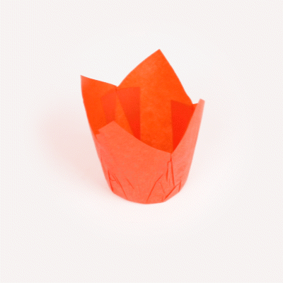 Panificio 4 oz Orange Paper Tulip Baking Cup - Greaseproof - 3 1/2" x 3 1/2" x 3 1/2" - 200 count box