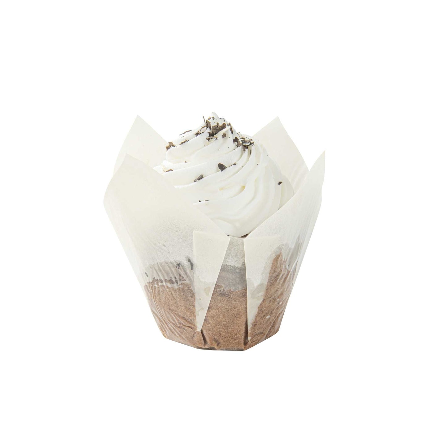 Panificio 4 oz White Paper Tulip Baking Cup - Greaseproof - 3 1/2" x 3 1/2" x 3 1/2" - 200 count box