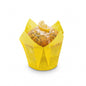 Panificio 4 oz Yellow Paper Tulip Baking Cup - Greaseproof - 3 1/2" x 3 1/2" x 3 1/2" - 200 count box