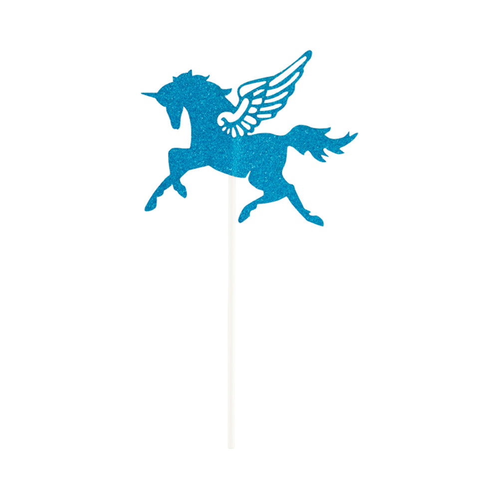 Top Cake Blue Paper Unicorn Cake Topper - Glitter - 6" x 4 1/4" - 10 count box