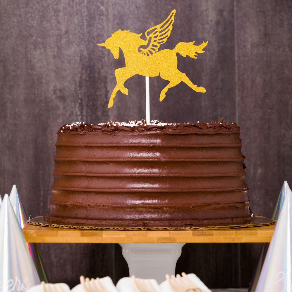 Top Cake Gold Paper Unicorn Cake Topper - Glitter - 6" x 4 1/4" - 100 count box