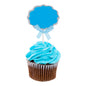 Top Cake Blue Paper DIY Personalized Cake Topper - Bow, Silver Glitter Rim - 4 1/2" x 2 1/2" - 100 count box