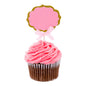 Top Cake Pink Paper DIY Personalized Cake Topper - Bow, Gold Glitter Rim - 4 1/2" x 2 1/2" - 10 count box