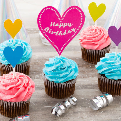Top Cake Assorted Paper Happy Birthday Cake Topper - 6 1/4" x 3" - 10 pieces