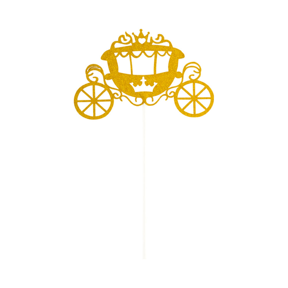 Top Cake Gold Paper Cinderella Carriage Cake Topper - Glitter - 8" x 3 3/4" - 10 count box