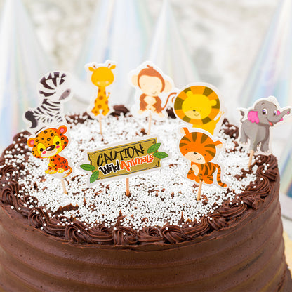 Top Cake Assorted Paper Jungle Safari Cake Topper - 3 1/2" x 2 1/2" - 24 pieces