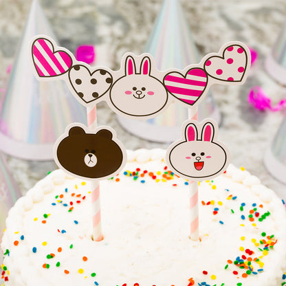 Top Cake Assorted Paper Cake Topper Kit - Bunny Hearts - 8 1/4" x 6" - 10 count box